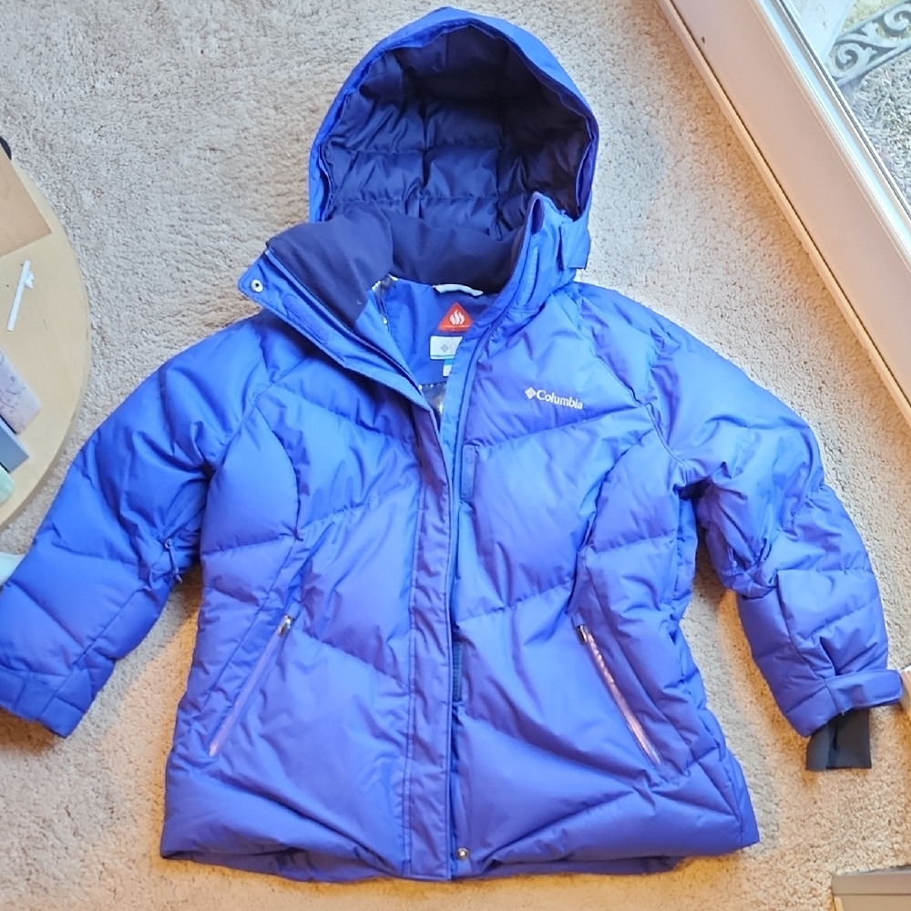 Columbia Blue Puffer Jacket with Insulated Hood